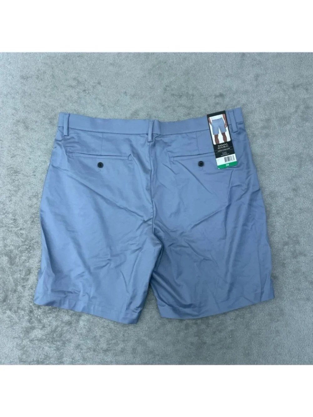 NWT Banana Republic Men's 38 Blue Stretch Chino Shorts 9